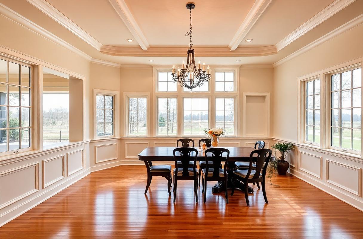 Elegant dining room with chandelier